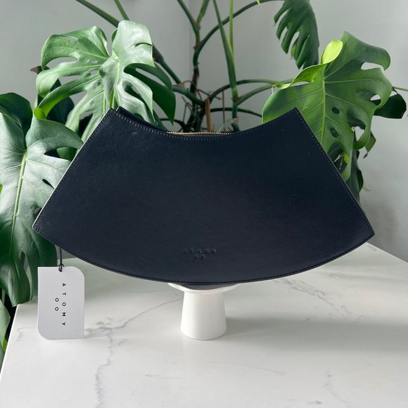 Atomy Studios Handbags - ATOMY STUDIOS OO Atom Arc Bag Black Leather Gold Tone Hardware NEW w/ 3 straps